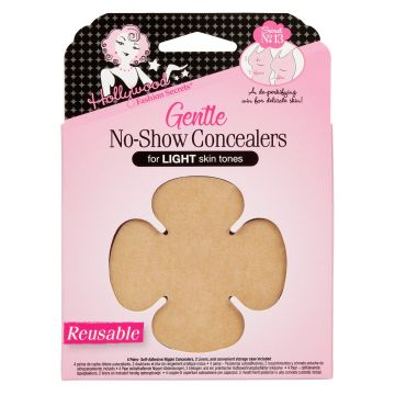 Frontal view of a wall-hook ready packaging of HFS reusable no-show concealer for light skin